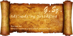 Gáspáry Szilárd névjegykártya